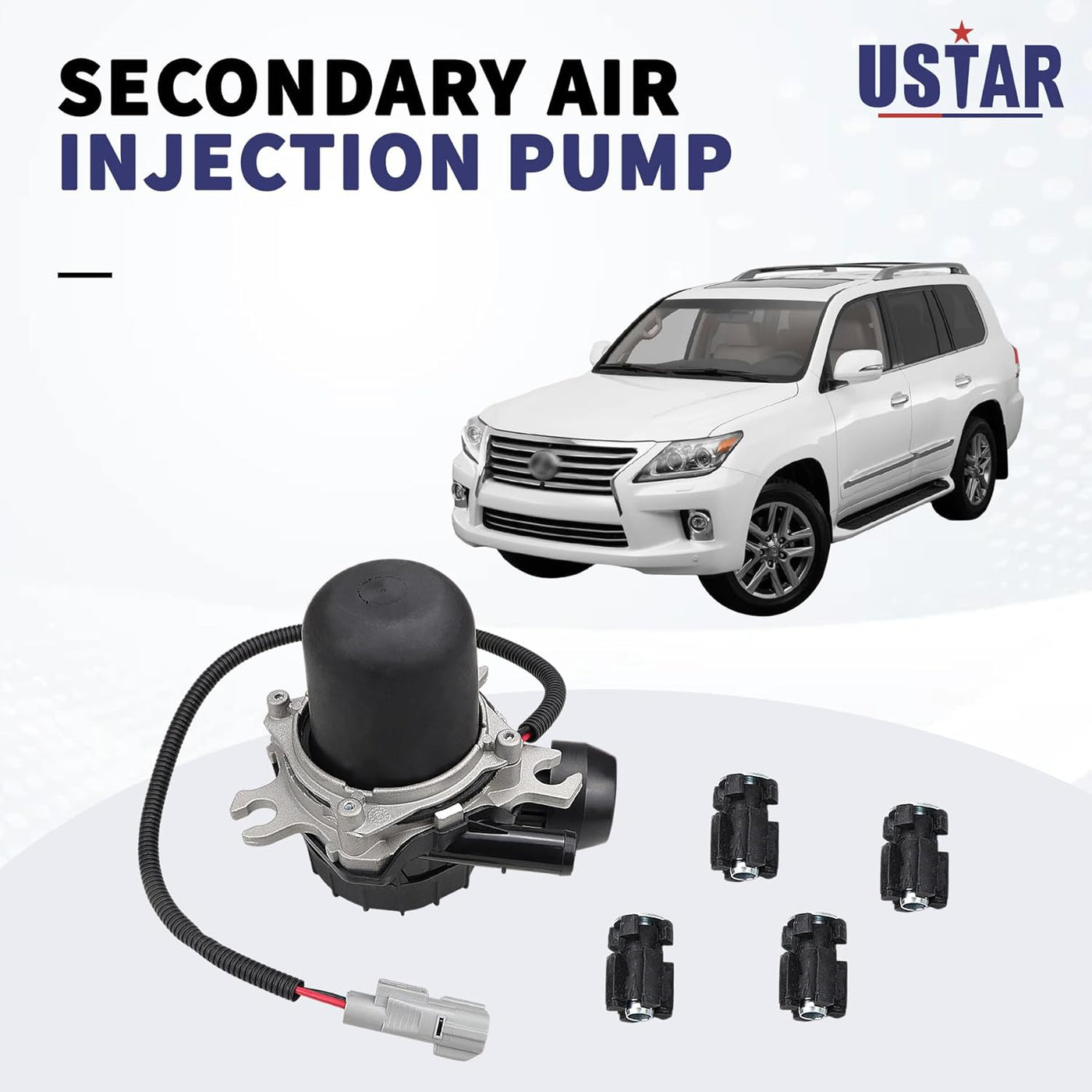 USTAR Secondary Air Injection Pump Fit for Toyota Sequoia Tundra Land Cruiser 4Runner Lexus LX570 V8 4.6L 4.7L 5.7L 17610-0S010 176100S010