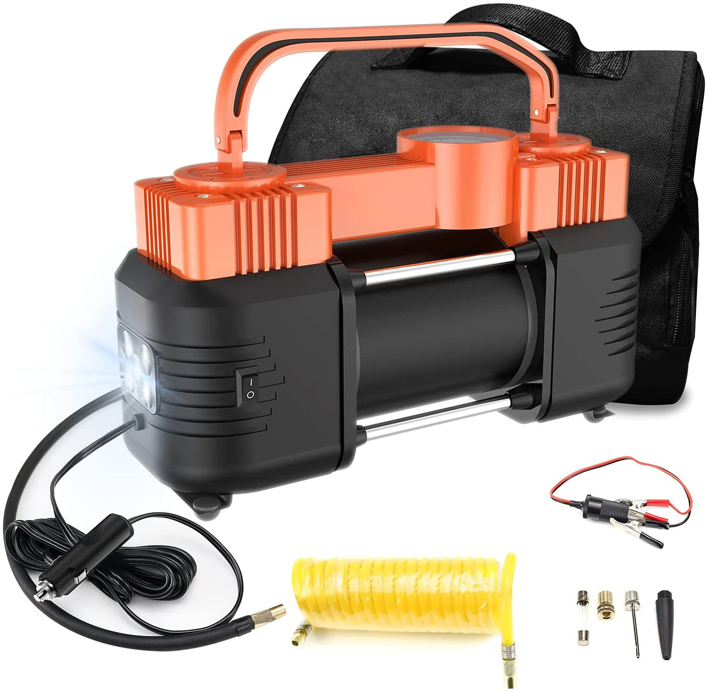 USTAR Portable Air Compressor Tire Inflator Dual Cylinder 12V 150PSI